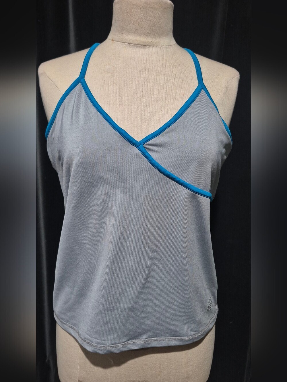 Light Gray Camisole with Blue Trim - Women's V-Neck Tank (Box B)